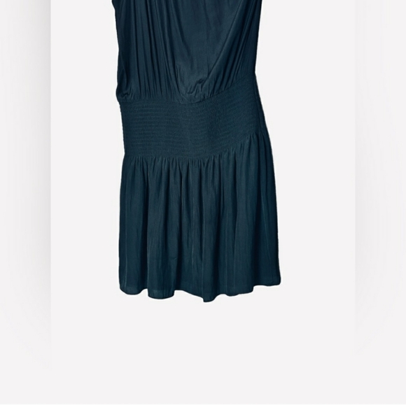 RAMY BROOK Black Silky Leah One Shoulder Smocked Waist Mini Dress - Picture 8 of 17